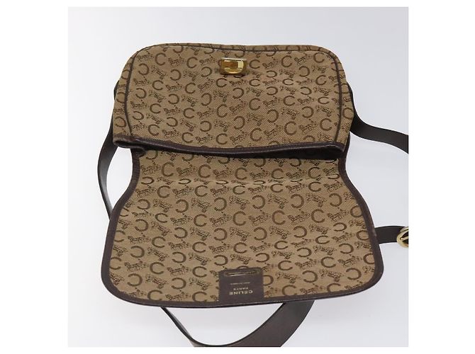 Céline Borsa a Spalla CELINE C Sulky in Tela Marrone Oro Auth bs24045 D'oro - vista 10