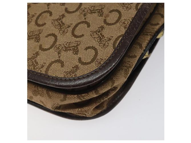 Céline Borsa a Spalla CELINE C Sulky in Tela Marrone Oro Auth bs24045 D'oro - vista 14
