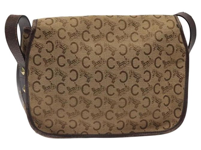Céline Borsa a Spalla CELINE C Sulky in Tela Marrone Oro Auth bs24045 D'oro - vista 2