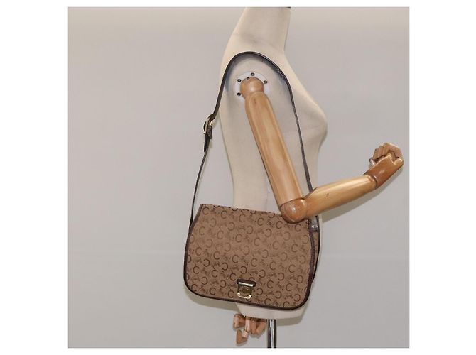 Céline Borsa a Spalla CELINE C Sulky in Tela Marrone Oro Auth bs24045 D'oro - vista 21