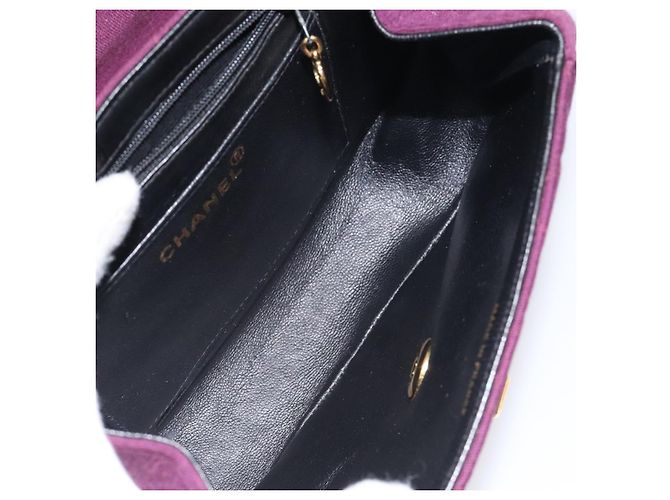 CHANEL Borsa Matelassé in Cotone Viola CC Auth BD1572 Porpora - vista 11