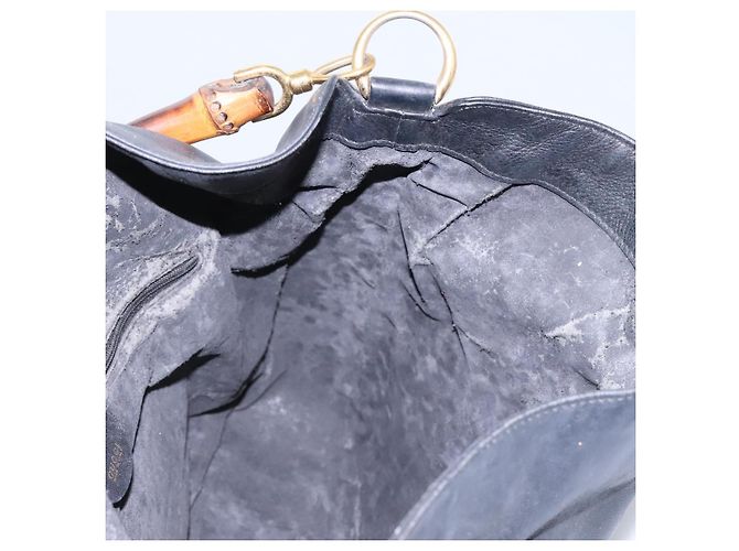 Borsa a Spalla in Pelle GUCCI Bamboo 2way Nera Oro 001 3754 1577 Auth 116022 Nero D'oro - vista 18