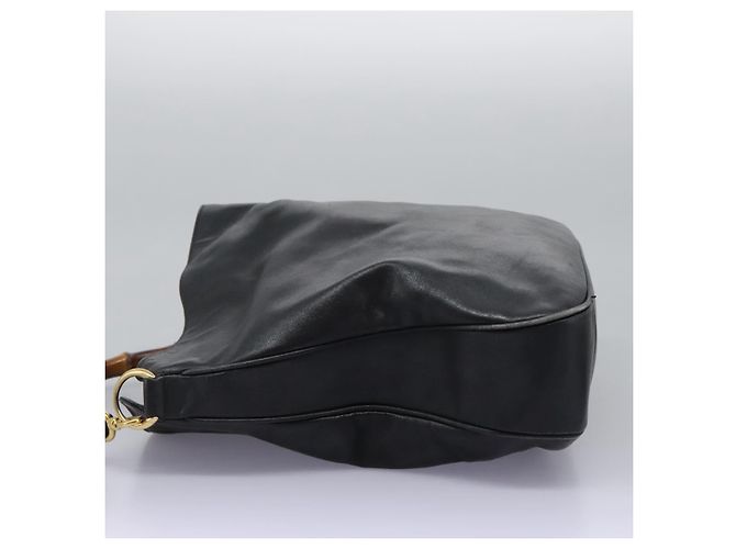 Borsa a Spalla in Pelle GUCCI Bamboo 2way Nera Oro 001 3754 1577 Auth 116022 Nero D'oro - vista 3