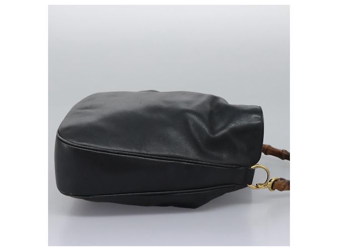 Borsa a Spalla in Pelle GUCCI Bamboo 2way Nera Oro 001 3754 1577 Auth 116022 Nero D'oro - vista 4