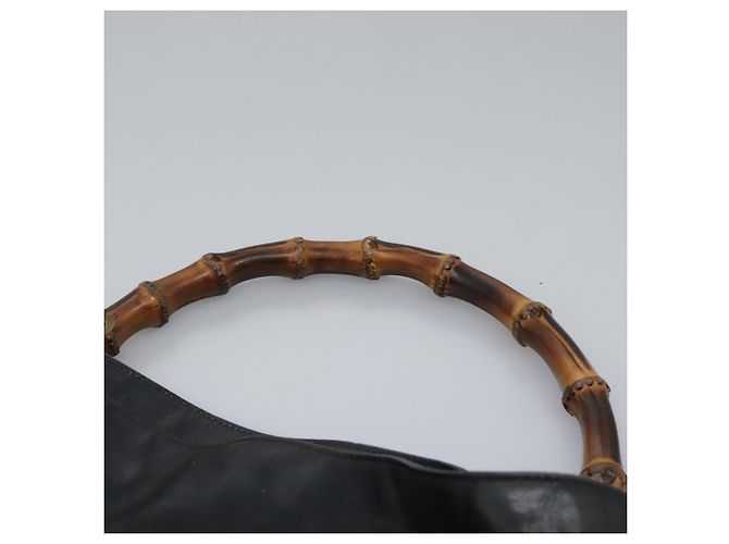 Borsa a Spalla in Pelle GUCCI Bamboo 2way Nera Oro 001 3754 1577 Auth 116022 Nero D'oro - vista 8