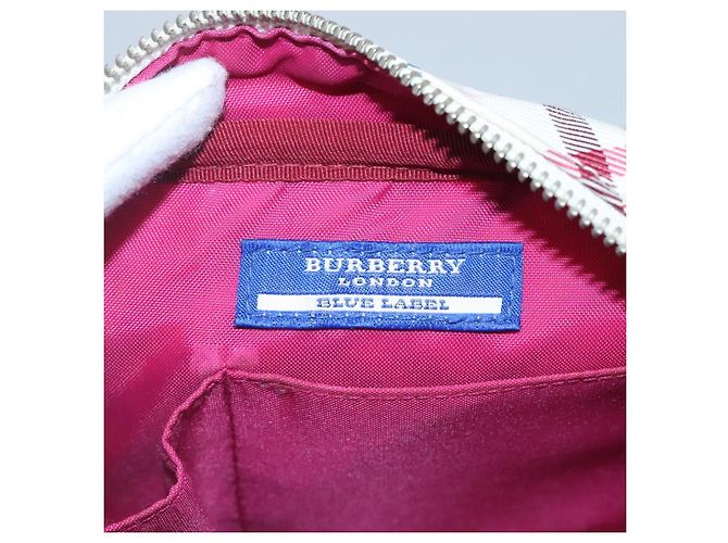 Borsa a spalla Burberry Nova Check Blue Label in nylon rosso Auth MX126 - vista 17