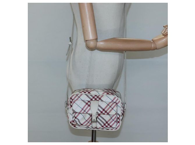 Borsa a spalla Burberry Nova Check Blue Label in nylon rosso Auth MX126 - vista 22