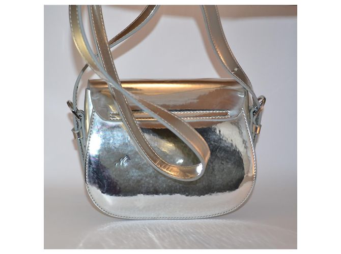 Borsa a mano Pollini in pelle argento - vista 3