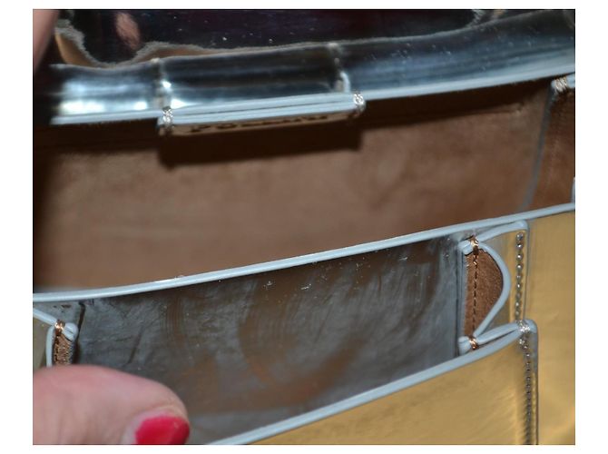 Borsa a mano Pollini in pelle argento - vista 6