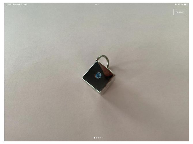 Collana con Pendente Thierry Mugler Cube in Acciaio e Pietra Blu Argento - vista 2