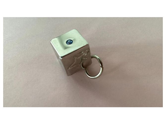 Collana con Pendente Thierry Mugler Cube in Acciaio e Pietra Blu Argento - vista 3