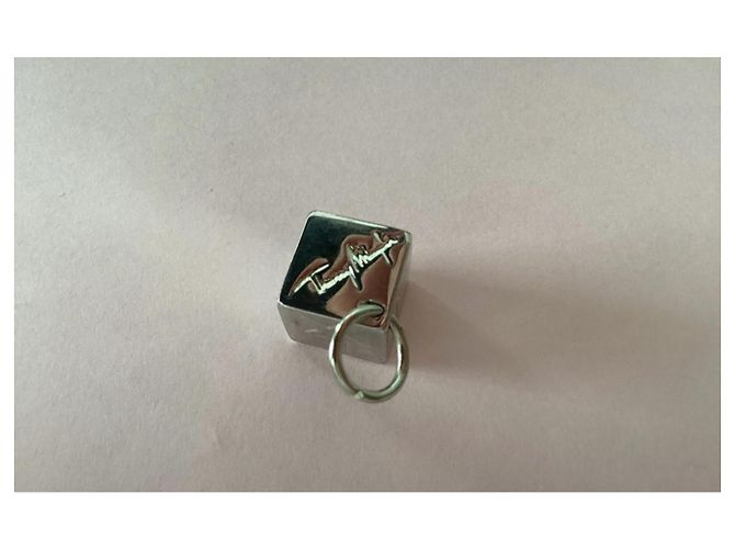 Collana con Pendente Thierry Mugler Cube in Acciaio e Pietra Blu Argento - vista 4