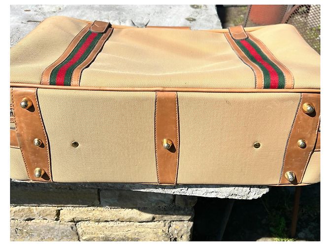 Gucci Koffer aus Canvas und Leder Beige - vista 8