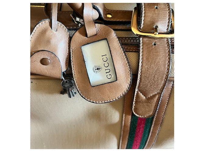 Gucci Koffer aus Canvas und Leder Beige - vista 9