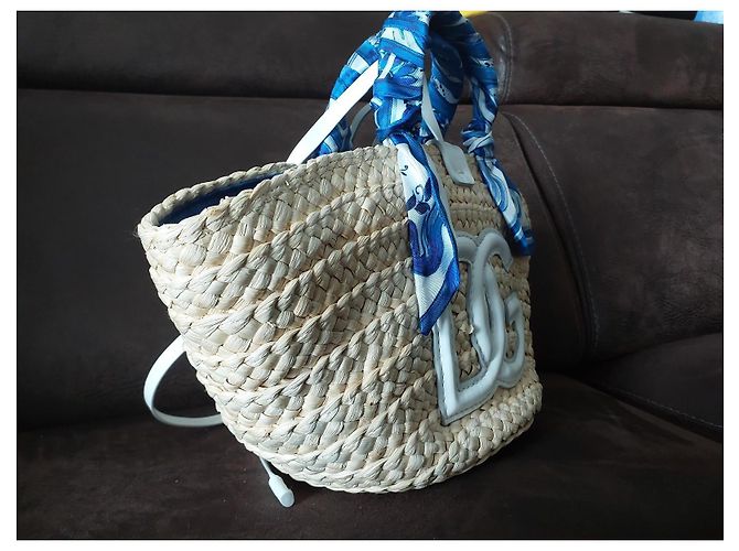 Borsa a mano Dolce & Gabbana Kendra in paglia e pelle - vista 3