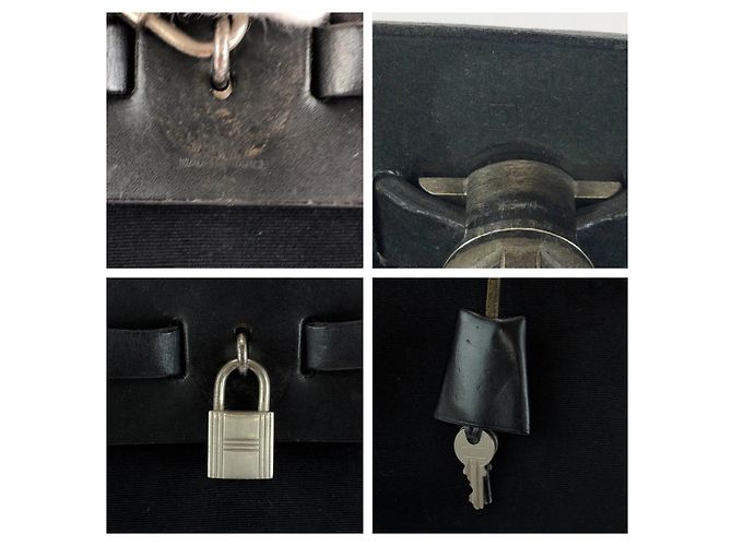 Hermès Hermes Canvas/Leder Herbag Ad PM Rucksack Stempel C (2018) Schwarz - Ansicht 4