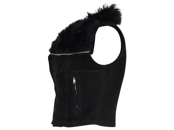 Giacca Biker Sphinx di Rick Owens in Pelle Scamosciata Nera - vista 2