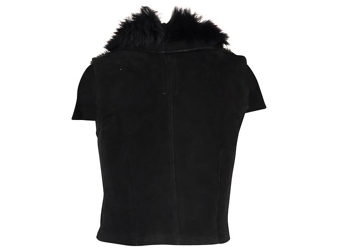 Giacca Biker Sphinx di Rick Owens in Pelle Scamosciata Nera - vista 3