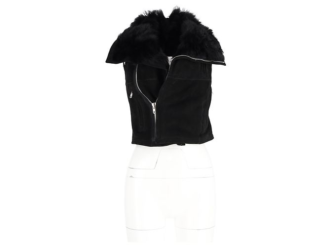 Giacca Biker Sphinx di Rick Owens in Pelle Scamosciata Nera - vista 4