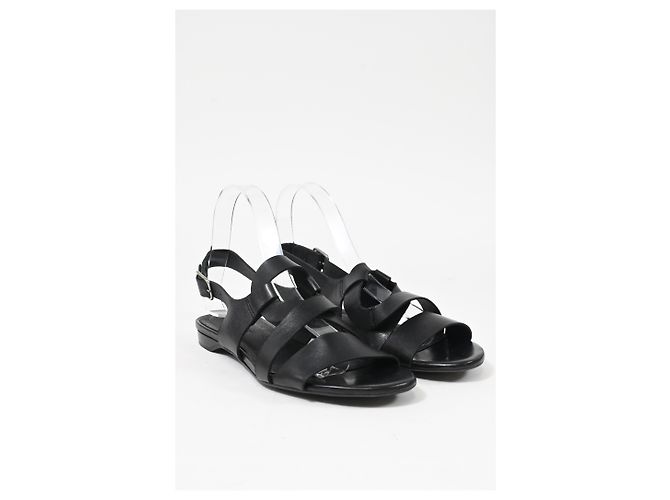 Sandali piatti con cinturini Iris & Ink in pelle nera - vista 12