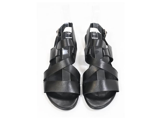 Sandali piatti con cinturini Iris & Ink in pelle nera - vista 13
