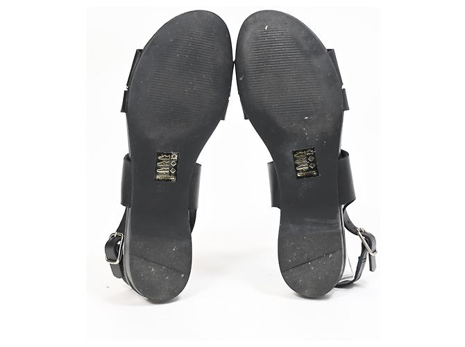 Sandali piatti con cinturini Iris & Ink in pelle nera - vista 14