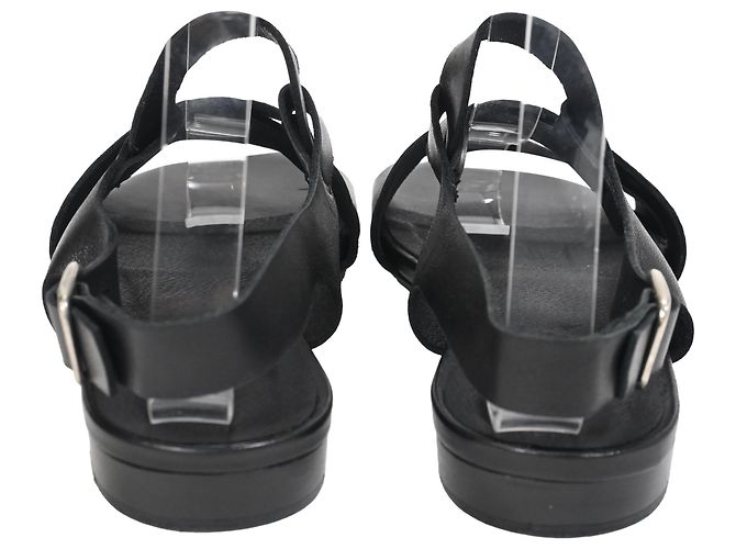 Sandali piatti con cinturini Iris & Ink in pelle nera - vista 3