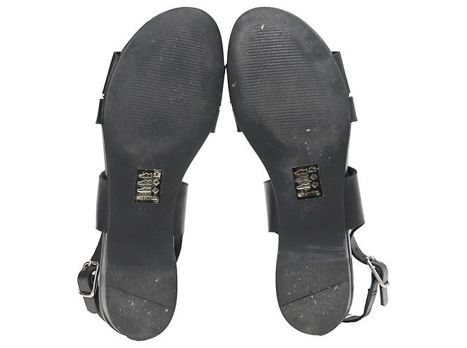 Sandali piatti con cinturini Iris & Ink in pelle nera - vista 6