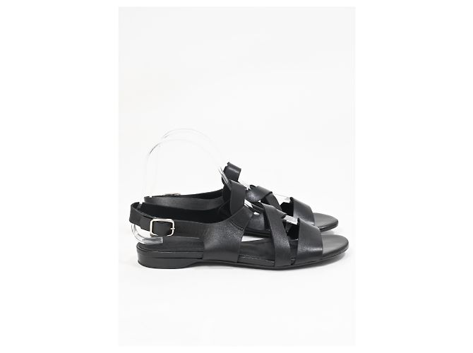 Sandali piatti con cinturini Iris & Ink in pelle nera - vista 9