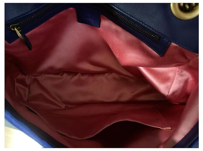 Borsa a mano Gucci GG Marmont Flap in velluto blu - vista 6
