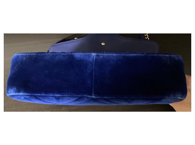 Borsa a mano Gucci GG Marmont Flap in velluto blu - vista 8