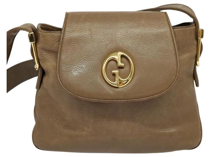 Borsa a Spalla GUCCI in Pelle Marrone Oro Auth ep8554 D'oro - vista 13