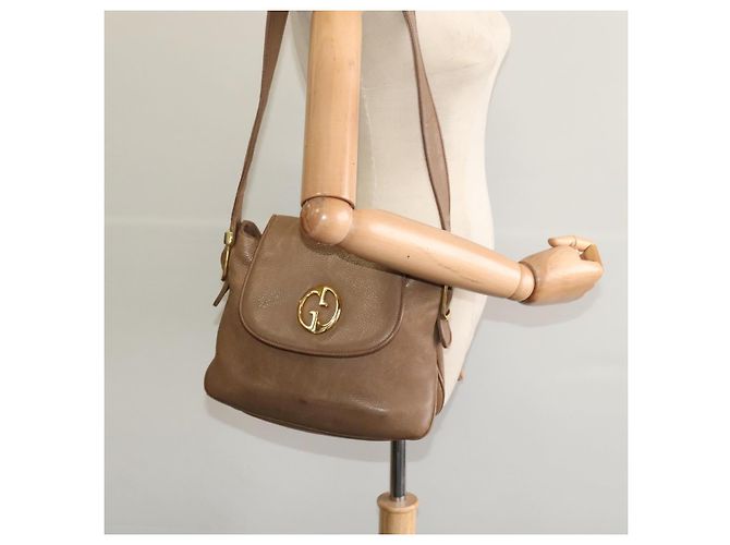 Borsa a Spalla GUCCI in Pelle Marrone Oro Auth ep8554 D'oro - vista 22
