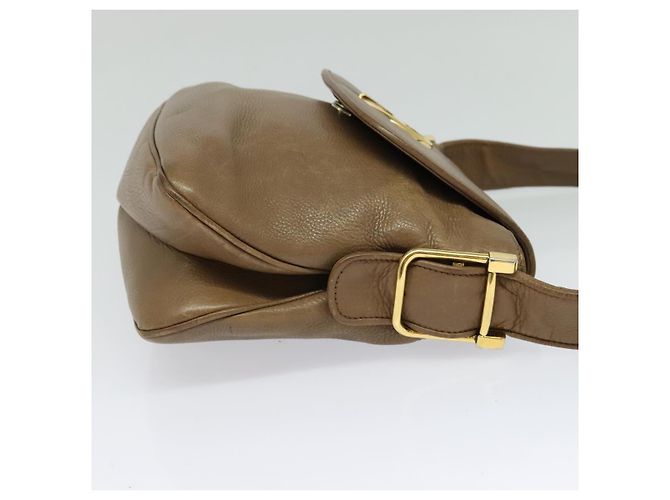 Borsa a Spalla GUCCI in Pelle Marrone Oro Auth ep8554 D'oro - vista 4