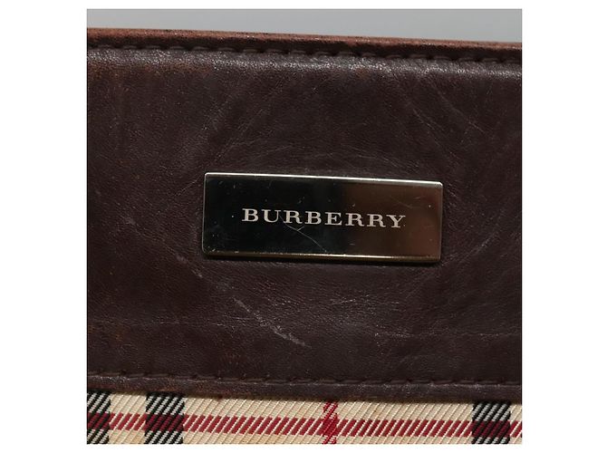 Beige Canvas Handtasche mit Nova Check von BURBERRY Auth MX078 - Ansicht 10