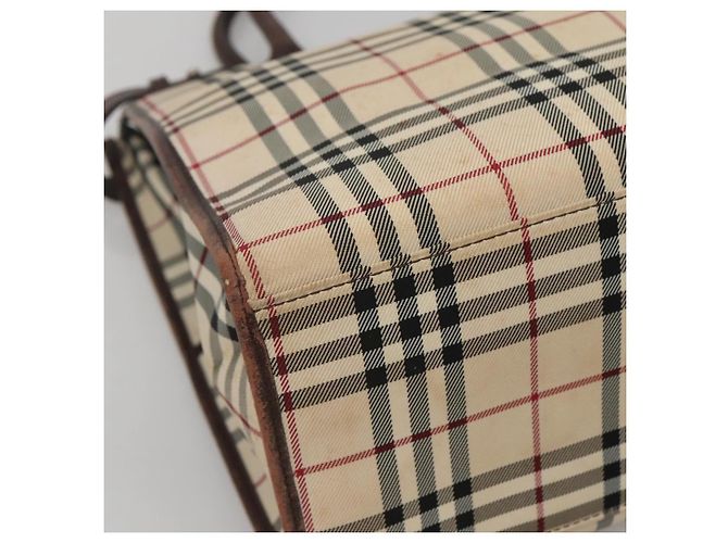 Beige Canvas Handtasche mit Nova Check von BURBERRY Auth MX078 - Ansicht 14