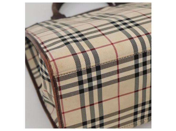 Beige Canvas Handtasche mit Nova Check von BURBERRY Auth MX078 - Ansicht 16