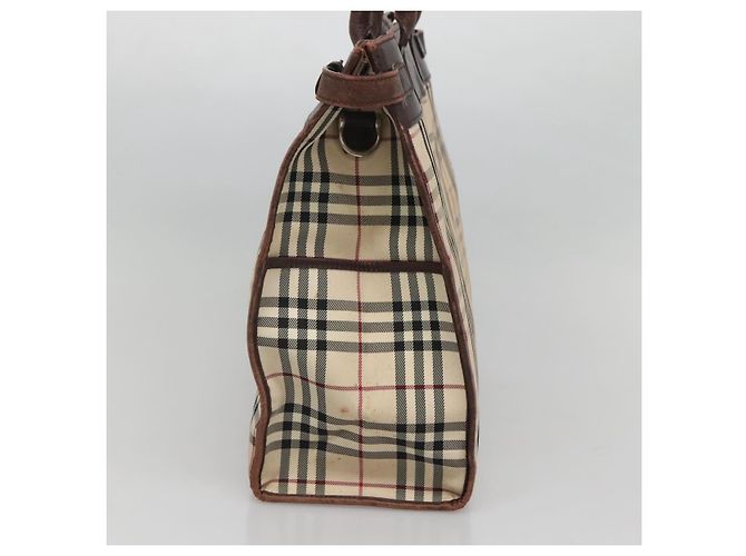 Beige Canvas Handtasche mit Nova Check von BURBERRY Auth MX078 - Ansicht 4