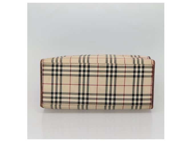Beige Canvas Handtasche mit Nova Check von BURBERRY Auth MX078 - Ansicht 5