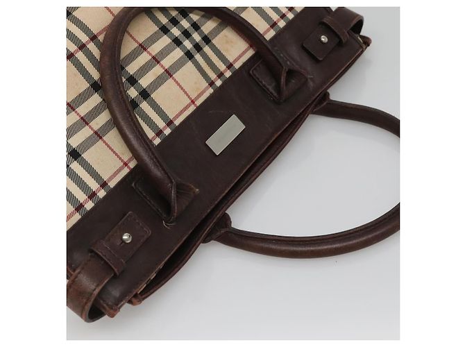Beige Canvas Handtasche mit Nova Check von BURBERRY Auth MX078 - Ansicht 6