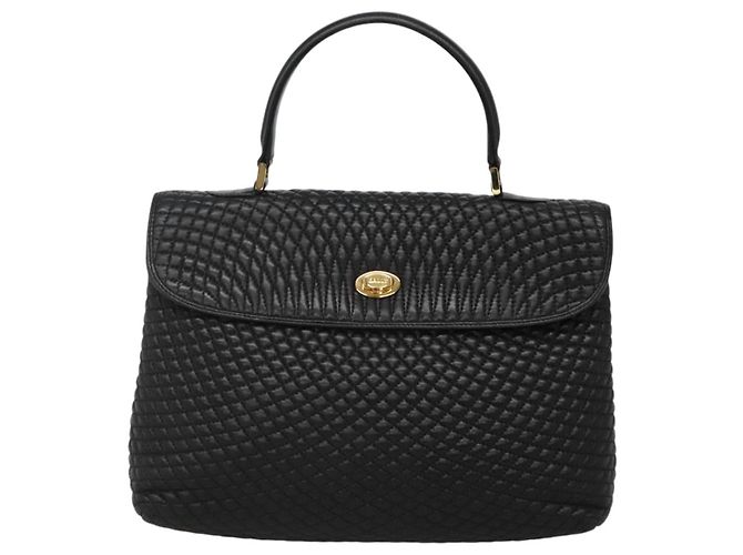 Borsa a mano BALLY in pelle nera e oro Auth BD1660 Nero D'oro - vista 13