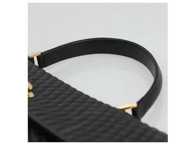 Borsa a mano BALLY in pelle nera e oro Auth BD1660 Nero D'oro - vista 8