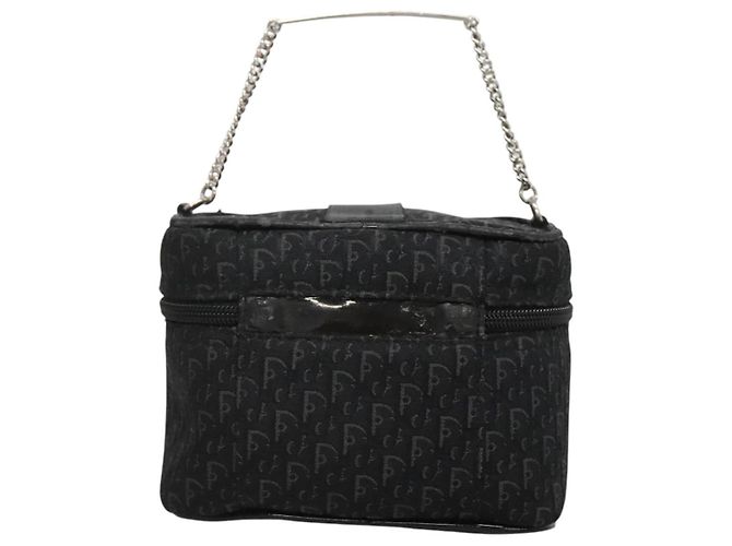 Pochette Vanity in Tela Trotter Christian Dior Catena Nero Argento Auth bs24090 - vista 2