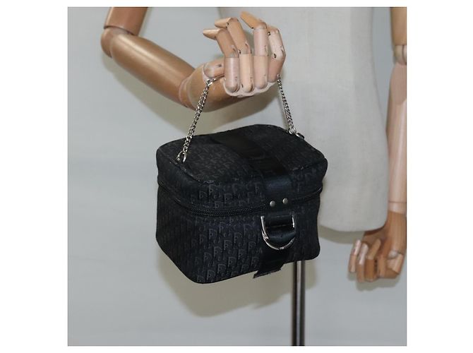Pochette Vanity in Tela Trotter Christian Dior Catena Nero Argento Auth bs24090 - vista 21