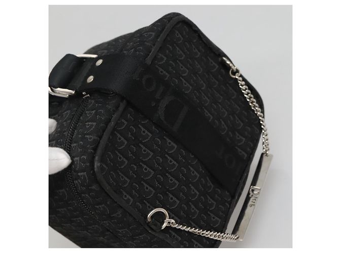 Pochette Vanity in Tela Trotter Christian Dior Catena Nero Argento Auth bs24090 - vista 6