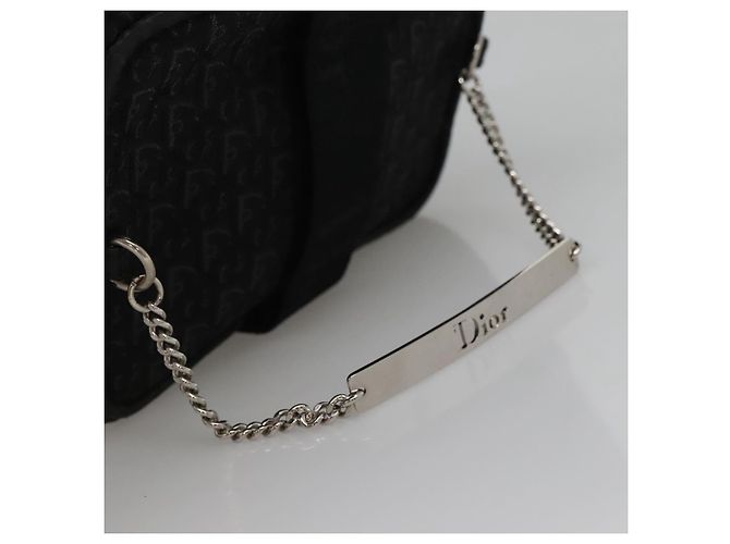 Pochette Vanity in Tela Trotter Christian Dior Catena Nero Argento Auth bs24090 - vista 7
