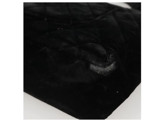 CHANEL Borsa a Mano Matelassé Velluto Nero Oro CC Auth MX239 D'oro - vista 15