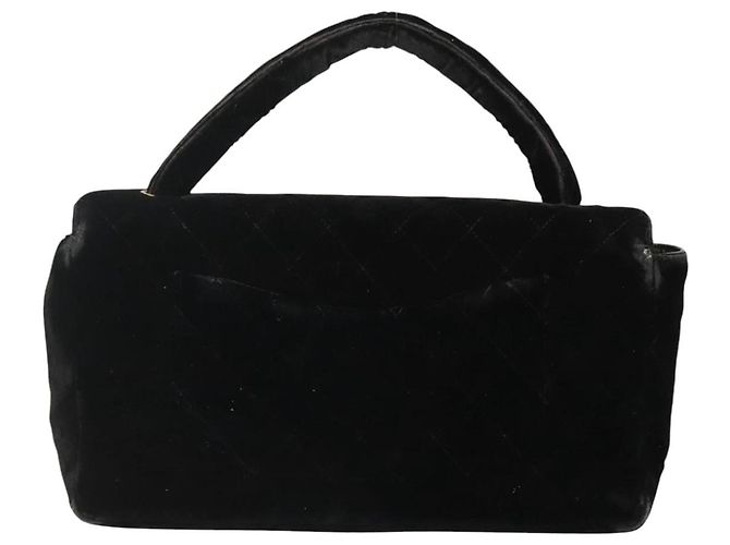 CHANEL Borsa a Mano Matelassé Velluto Nero Oro CC Auth MX239 D'oro - vista 2