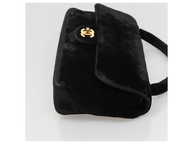CHANEL Borsa a Mano Matelassé Velluto Nero Oro CC Auth MX239 D'oro - vista 4