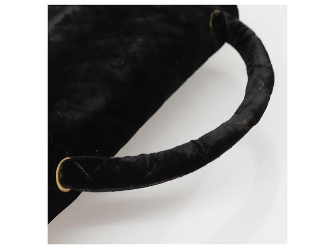 CHANEL Borsa a Mano Matelassé Velluto Nero Oro CC Auth MX239 D'oro - vista 7